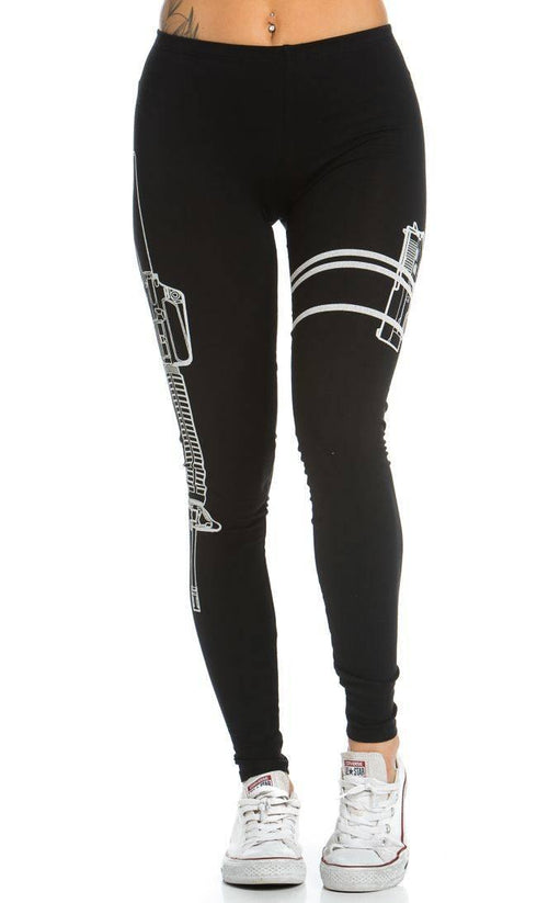 Guns Out Machine Gun Black Leggings - Plus Sizes Available - SohoGirl.com